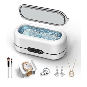 BYASKZIV M9B-03 Ultrasonic Jewelry Cleaner 48kHz 12oz Portable White Machine